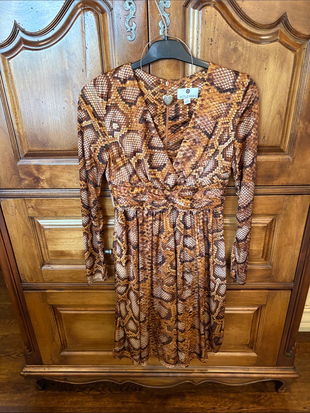 Altuzarra for Target Colorful Brown and Gold Snake-Print Zip Dress